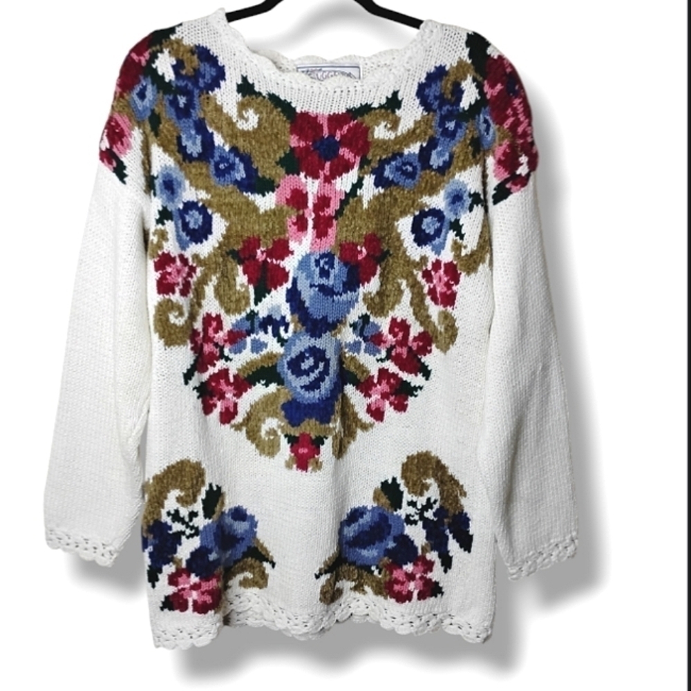Vintage 90s Floral Sweater Size Large